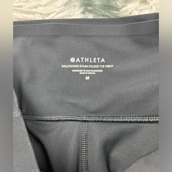 Athleta Women's Salutation Stash Pocket 7/8 Tight Black White Leggings Sz Medium - Picture 8 of 10